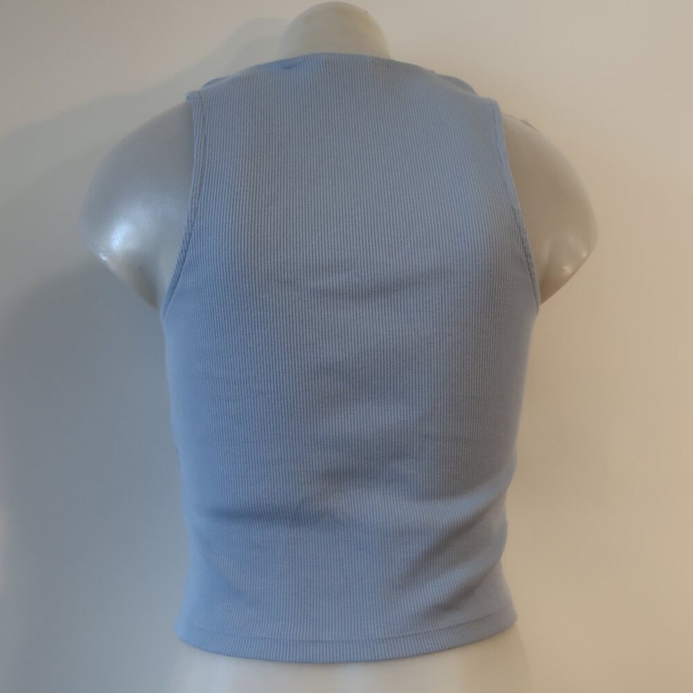 Veronica Beard Light Blue Ribbed Button Front Tank - Picture 11 of 12